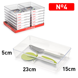 Contenitore portaoggetti Plasticforte 23x15x5cm, organizer trasparente per l'uso in casa, cucina e cassetti - Product Image 1