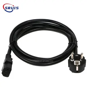 stripped and tinned ac power cord 1.5m EU Plug to Screw Ring terminal With stopper strain relief