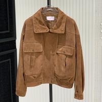 Veste bomber en cuir véritable pour femme, style vintage, marron, coupe courte, veste en cuir décontractée pour femme