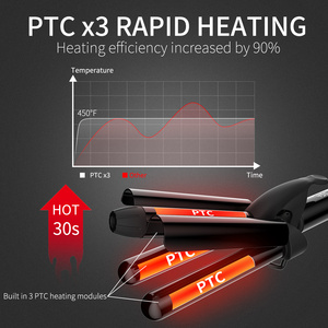 เครื่องม้วนผมเซรามิก 3 บาร์เรล รุ่น Mermaid Waver ขนาด 22 มม. พร้อมฮีตเตอร์ PTC หน้าจอแสดงอุณหภูมิ LED ได้รับการรับรองมาตรฐาน ROHS ใช้งานได้ยาวนาน - Product Image 6