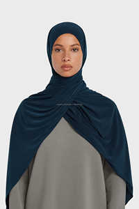 Хиджаб из модального трикотажа премиум-класса для мусульманских женщин, лидер продаж, мусульманские этнические однотонные шарфы с узором, платок из Джерси премиум-класса - Product Image 4