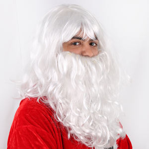 Hommes Père Noël <span class=keywords><strong>Perruque</strong></span> <span class=keywords><strong>Barbe</strong></span> Adultes Synthétique Cheveux Fantaisie Robe <span class=keywords><strong>Perruque</strong></span> De Fête - Product Image 2
