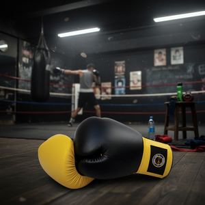 12 OZ Yellow & Black <b>PVC</b> Material Boxing <b>Gloves</b> for Adults-Customized Martial Arts Gear - Product Image 3