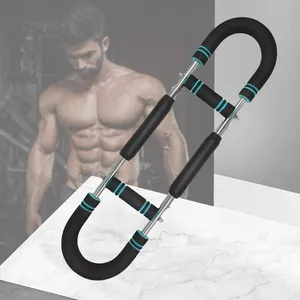 Entrenador de fuerza de brazos en forma de U ajustable, equipo de fitness multifuncional para interiores con barra de resistencia para muñecas con resorte de seguridad - Product Image 4