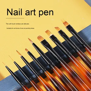 Stylo à gel UV pour nail art de style japonais, pinceau plat à poils synthétiques, embout serti avec capuchon pour débutants - Product Image 3
