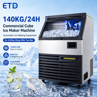 Machine à glaçons professionnelle 140 kg, machine à glaçons en cubes intégrée 220V ETD-280P