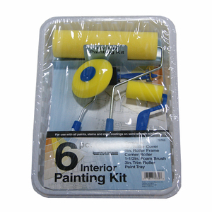 Herramientas de Rodillo de Esponja Sanfine, Kit de 6 Piezas para <span class=keywords><strong>Pintar</strong></span> Interiores, Rodillo de Espuma, Brocha para Esquinas <span class=keywords><strong>con</strong></span> Bandeja de Pintura Desechable - Product Image 1
