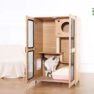 Petstar New Design Solid Wood Oversized Space Cat Villa Luxury Multi-feature Cat Condo
