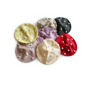 Bonnet tricoté style béret Pom Dot en acrylique chaud, forme champignon, pour jeunes filles, collection automne-hiver - Product Image 2