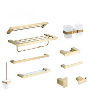 <span class=keywords><strong>Ares</strong></span> Idealex en Existencia, Portarrollos de Papel Higiénico y Toallero de Acero Inoxidable con Acabado Dorado Cepillado para Hotel y Baño - Product Image 1