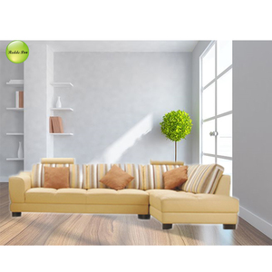 Divano in Pelle <span class=keywords><strong>Beige</strong></span> a Righe a Forma di L con Cuscini Decorativi per Soggiorno e Appartamento - Product Image 2