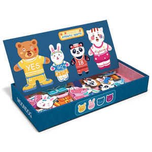 <span class=keywords><strong>Jeu</strong></span> de 4 roulements de changement de vêtements, jeux éducatifs pour enfants, Puzzle en bois magnétique, offre spéciale, - Product Image 2