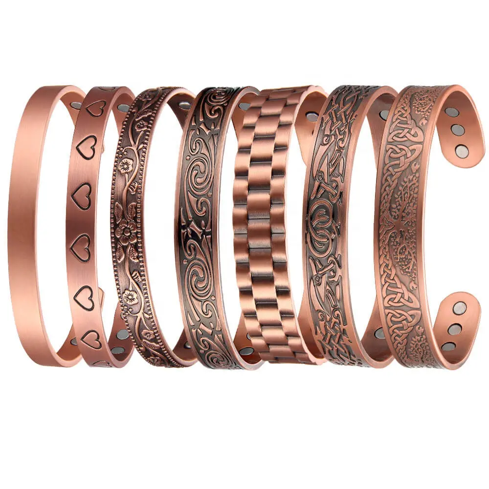 Bio Magnetic Jewelry Wholesale Arthritis 99.9% Pure Copper Magnetic Bangles Bracelets Men Women