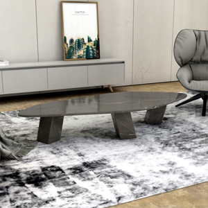Traditional Grey Marble Coffee <b>Table</b> with <b>Stone</b> <b>Top</b> Minimalist Design for Living Room Home Hotel & Apartment - Product Image 1