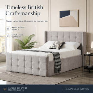 Cama <span class=keywords><strong>de</strong></span> Lujo Europea, Tamaño Queen/King, Tapizada en Tela, con Estructura <span class=keywords><strong>de</strong></span> Madera, Muebles para el Hogar con Diseño Personalizable - Product Image 1
