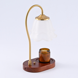 Lampe de table moderne en bois écologique avec abat-jour en cristal en forme de fleur, LED E26, lumière blanc chaud 3500K, col flexible, alimentation CA, décoration de chambre - Product Image 2