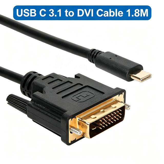 Factory Wholesale USB-C 3.1 to DVI Cable 1.8 Meters 1080P for Laptop Monitor TV Projector