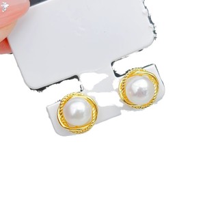 22385 S925 <b>Silver</b> <b>Stud</b> Earrings DIY Pearl Accessories with 7-8mm Round Beads Simple <b>Silver</b> Jewelry with Empty Tray - Product Image 5