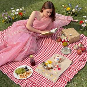Couverture de pique-nique extra large 2-en-1 imperméable, <span class=keywords><strong>tapis</strong></span> portable rouge, serviette de plage géante, accessoires de <span class=keywords><strong>yoga</strong></span> en cuir, camping en plein air - Product Image 3