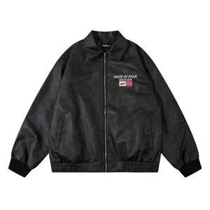 custom Fashion Streetwear alibaba supplier Flight Bomber Jacket fashion Zip Up windproof Biker Leather Jackets