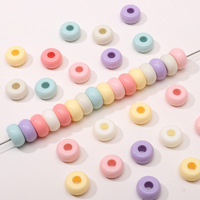 Perline distanziatrici piatte in acrilico a foro largo a forma di macaron, multicolore, sfuse, per braccialetti fai da te, catene per telefono, gioielli e artigianato