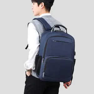 vintage durable waterproof anti theft lock usb laptop backpack 15.6 inches computer smart travel backpacks