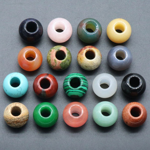 Hạt lỗ lớn tinh thể tự nhiên bán quý Mã não 20mm Khẩu độ 8mm Phụ kiện Đá quý tự làm hạt lỏng - Product Image 4