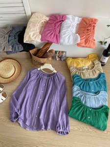 Custom Logo <strong>Linen</strong> Cotton Sunscreen <strong>Shirt</strong> Lady Summer Lantern Sleeve Ladies Casual Loose Top <strong>Women's</strong> Blouses &amp; <strong>Shirt</strong> Wholesale - Product Image 2