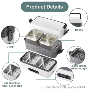 Boîte à lunch thermique en acier inoxydable blanc <span class=keywords><strong>de</strong></span> haute qualité, grande capacité, électrique, portable, chauffante, <span class=keywords><strong>pour</strong></span> <span class=keywords><strong>adultes</strong></span> - Product Image 3