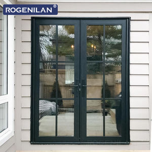 Portes patio françaises minimalistes Rogenilan, étanches, à double vitrage Low-E, en aluminium et verre, avec grille. - Product Image 2