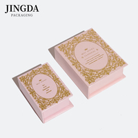 Elegante Scatola di Imballaggio in Carta Rigida Magnetica a Forma di Libro Rosa - Scatola Pieghevole per Gioielli