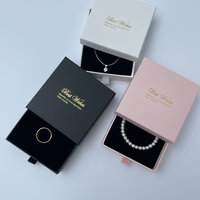 Boîte cadeau coulissante pour collier personnalisé, insert en velours noir de luxe, emballage à marque privée, prix d'usine