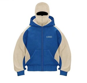Giacca da <span class=keywords><strong>uomo</strong></span> con zip e maschera integrale, personalizzabile con ricamo grafico, in felpa pesante, stile balaclava ninja, con cappuccio, per <span class=keywords><strong>uomo</strong></span>, all'ingrosso - Product Image 4