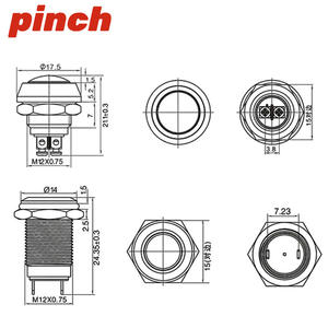 Pinch Metal Push <b>Button</b> Switch 12/16/19mm IP65 10A 12V Round Head Mechanical Car Horn Use - Product Image 5