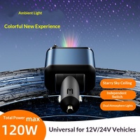 Chargeur de voiture transfrontalier B1 Starry Sky OLIVER Fit 120W à charge ultra-rapide, type-C, quatre ports, câble rétractable, allume-cigare