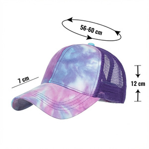 <b>Tie</b>-Dye Ponytail Mesh Baseball Cap Breathable Sunshade Unisex Spring Summer Style - Product Image 5