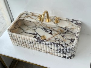 Pia Retangular Moderna em Mármore Calacatta Viola com Dreno para Vilas, Atacado para Acessórios de Banheiro - Product Image 5