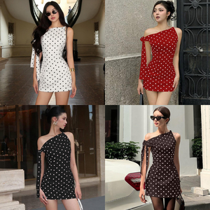 Vestido Mini de Verano Personalizable para Mujer, Sin Mangas, Corte en A, con Bloques de Color y Puntos, Cuello Redondo, Dulce y Lindo - Product Image 6