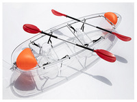 Kayak transparent QIQU en polycarbonate inaltérable avec flotteurs stabilisateurs et fond vitré à 360°