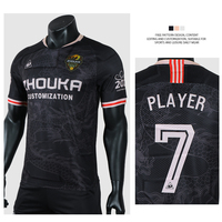 Fabricant de Maillots de Football Jacquard de Qualité Supérieure, Sublimation Personnalisée, Uniforme d'Équipe de Football Noir pour Hommes, Vente Directe Usine