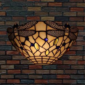 Lámpara de Pared Tiffany LED de Media Lámpara de Cristal con Diseño de Libélula Hecha a Mano de Alta Calidad, Estilo Europeo, Pantalla Multicolor, para Sala de Estar, Dormitorio, Estilo Antiguo - Product Image 5
