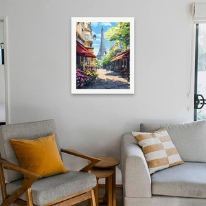 Kit de pintura por números de la Torre Eiffel para adultos-DIY <span class=keywords><strong>Paris</strong></span> <span class=keywords><strong>Café</strong></span> y flor colorida 16x20 pulgadas, regalos de Arte de viaje sin marco - Product Image 4