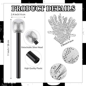 Accessoires de costume Pop King Jackson : Chapeau Fedora, lunettes de soleil et microphone pour fête cosplay d'Halloween sur le thème des années 80 Rocky - Product Image 2