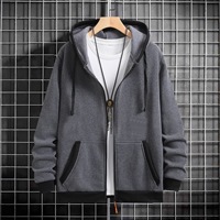Sweat-shirt à capuche zippé intégral en molleton pour homme, coupe oversize à épaules tombantes, avec poche kangourou, bord côtelé contrastant, personnalisable avec logo