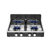 Table de cuisson à gaz en fonte à quatre brûleurs de style européen avec support antidérapant, GPL, classe A en termes d'efficacité énergétique, type table.