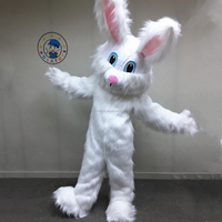 Costumes de mascotte de lapin en fourrure blanche Hola pour adulte