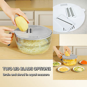 Trasparente 2-in-1 per uso alimentare PP cucina multifunzionale taglierina per verdure affettatrice per <span class=keywords><strong>frutta</strong></span> <span class=keywords><strong>grattugia</strong></span> per drenare <span class=keywords><strong>frutta</strong></span> verdura - Product Image 4