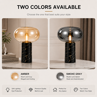 Lámpara de Mesa Moderna con Base de Mármol Natural y Pantalla de Cristal en Forma de Hongo, E27, 3 Colores Cambiantes, para Dormitorio o Sala de Estar (Reino Unido, Estados Unidos, Australia, Unión Europea)
