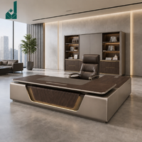 Bureau de direction moderne de luxe en forme de L, surface en MDF, table de patron avec armoire latérale, écologique, pour espace de travail de directeur général, utilisation en projet