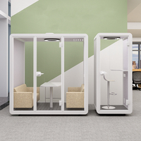 Cabine téléphonique insonorisée moderne et intelligente pour hôtel, bureau, extérieur, avec structure en acier, verre trempé, écologique